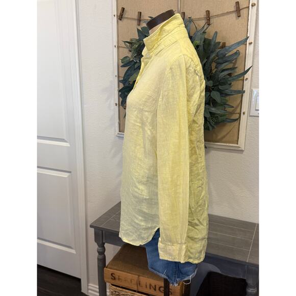 J. McLaughlin Yellow 100% Linen Button Down Shirt Blouse Top Women size S - Picture 3 of 8